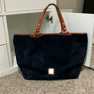 Dooney and Bourke Flynn in Navy Suede w/ modified handles